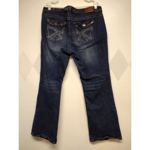 Maurices Dark Blue Bootcut Jeans with Embroidered Back Pockets